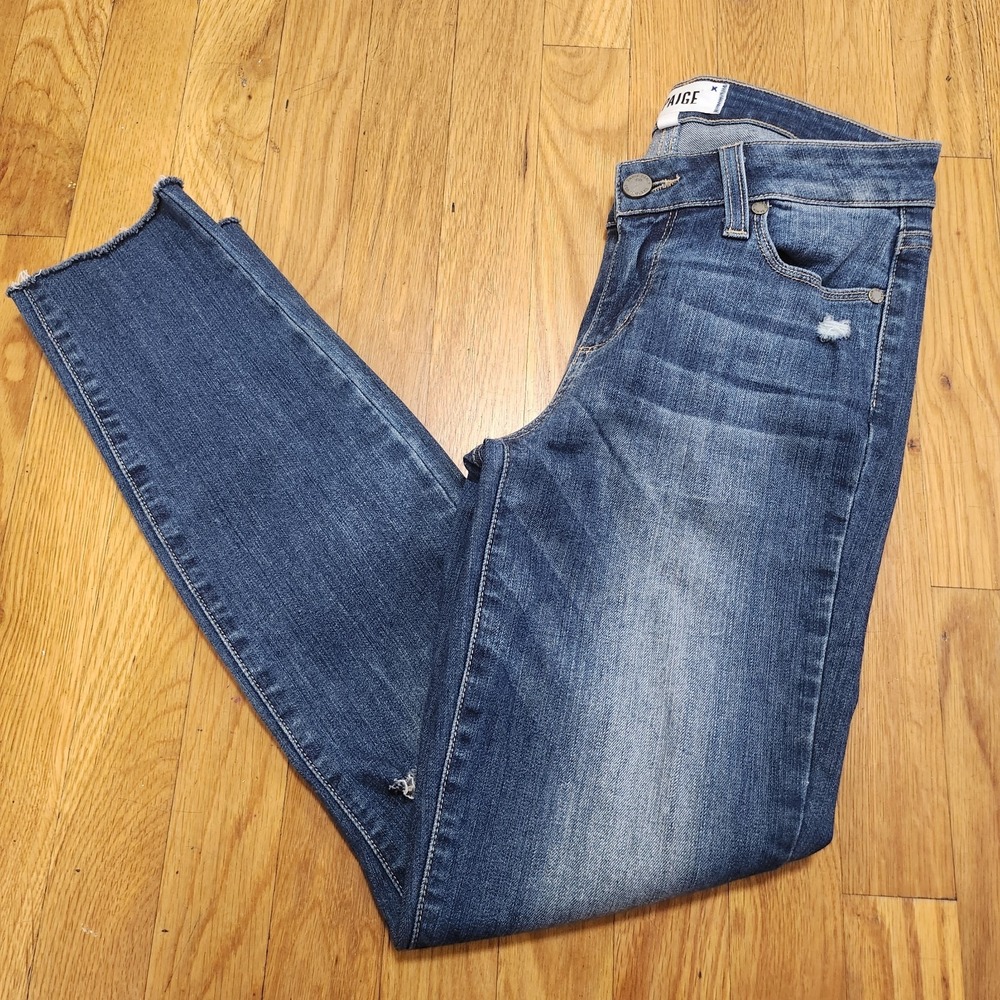 Paige Women's Verdugo Distressed Ankle Jeans Mid Rise‎ Medium Wash Size 26